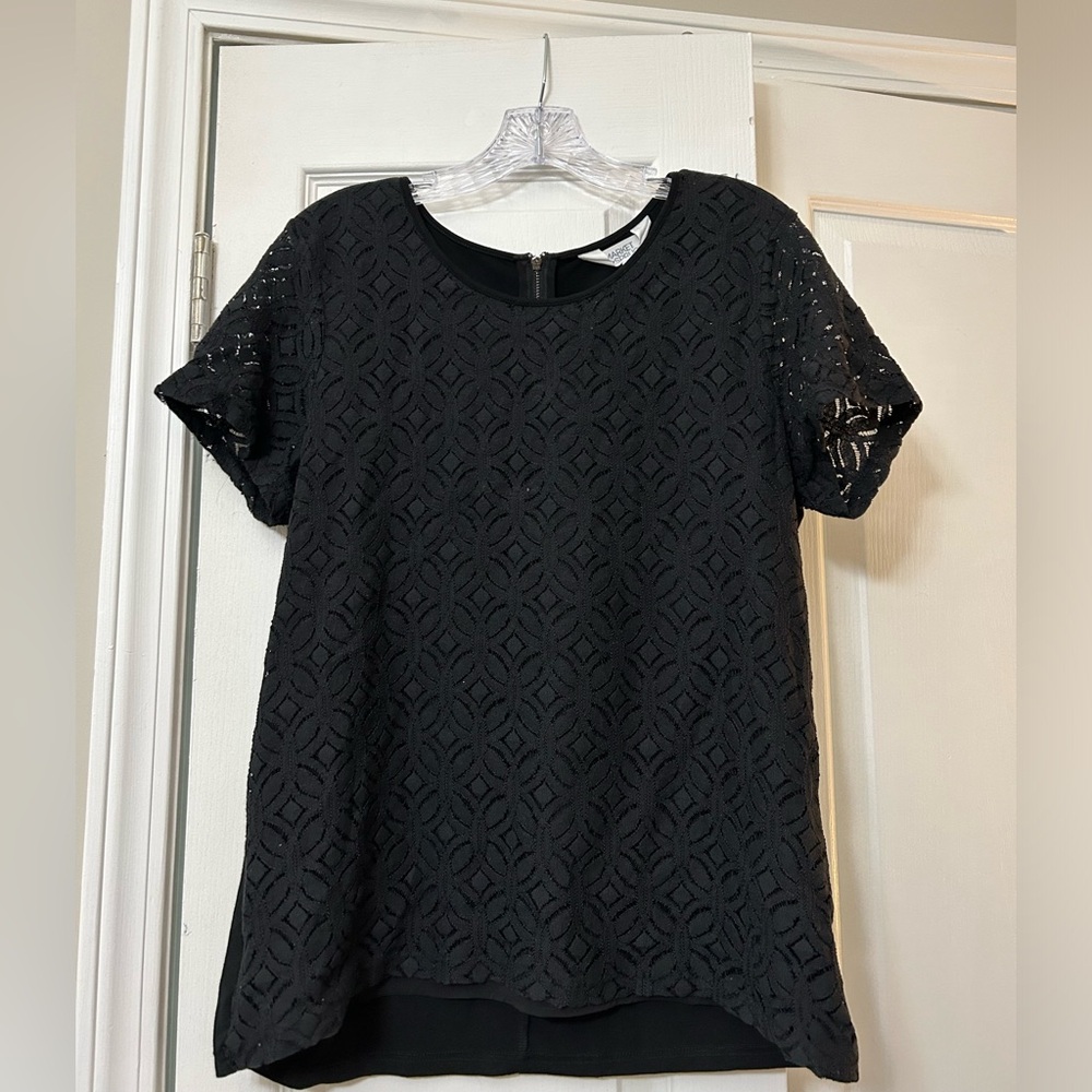Market & Spruce, Hans Crochet Front Mixed Material Top